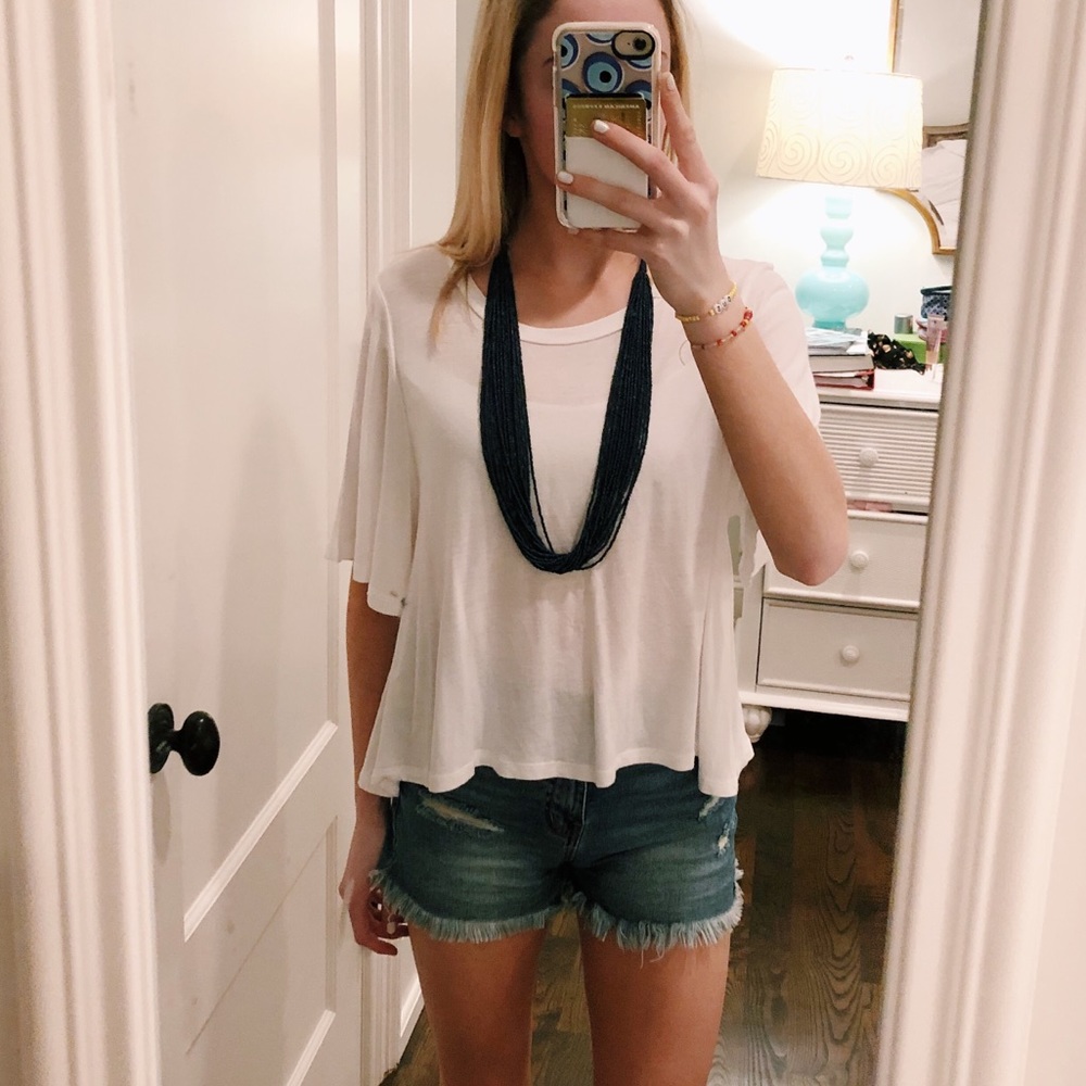 J. Crew Long Navy Beaded Necklace